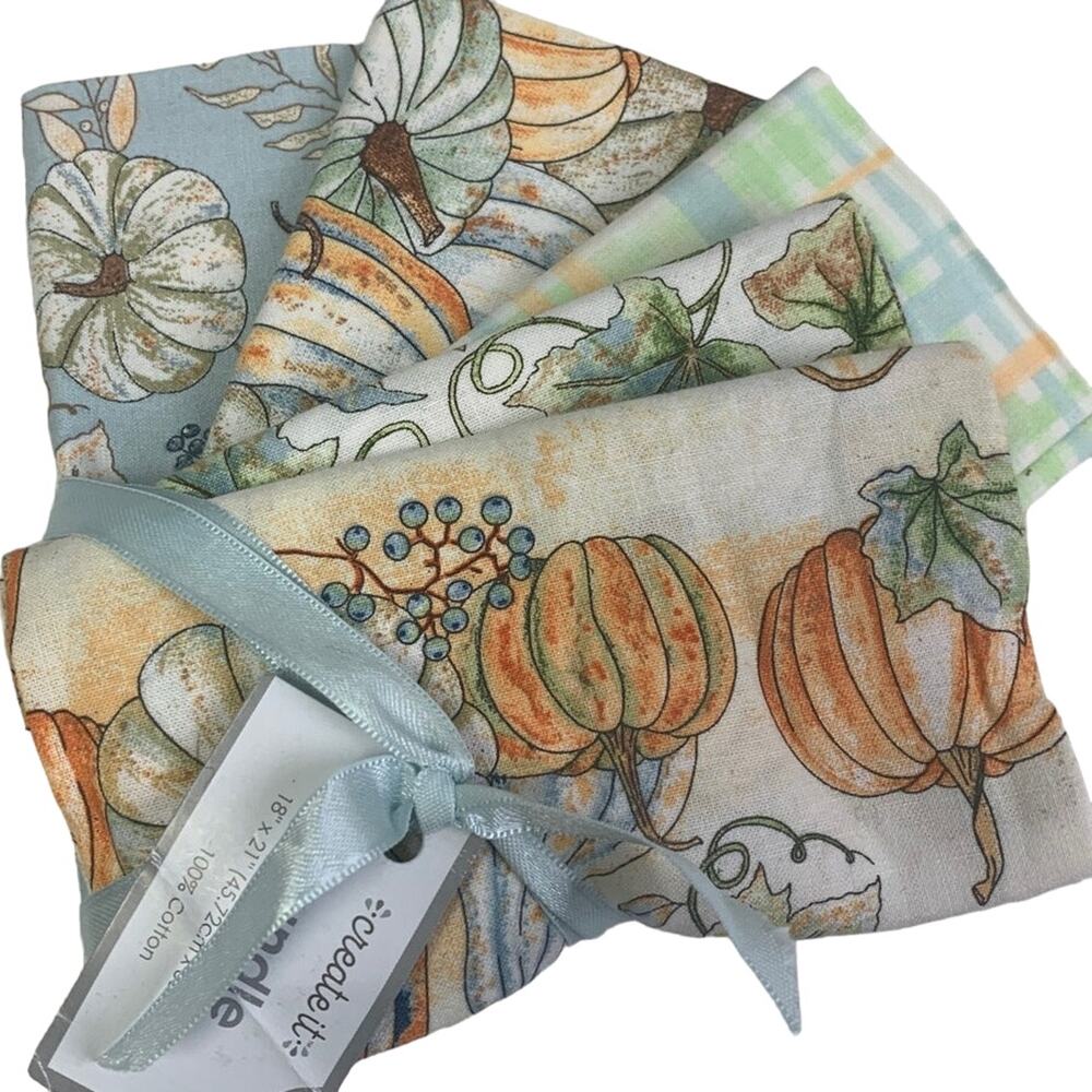 5 New Create It 18" X 21" Pastel Fall Harvest Pumpkin Cotton Fat Quarters Fabric